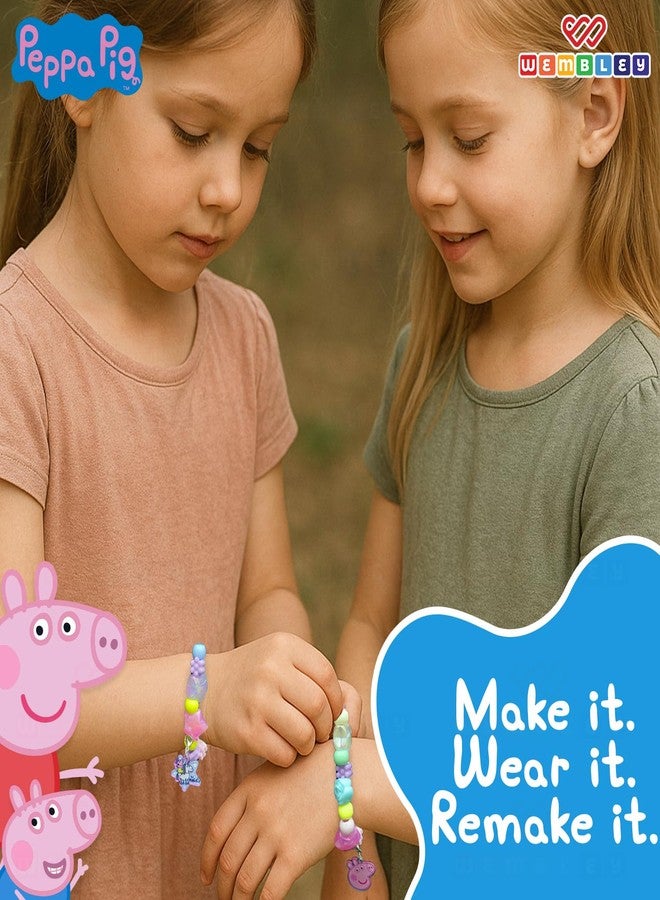 ويمبلي مجموعة صنع أساور بيبا بيج من ويمبلي | مجموعة صنع مجوهرات للأطفال | مجموعة بيبا بيج يمكنك صنعها بنفسك | مع أكثر من 50 خرزة ملونة، و4 تعليقات، و4 خيوط | هدية عيد ميلاد مثالية للفتيات (مجموعة أساور) - Image 5